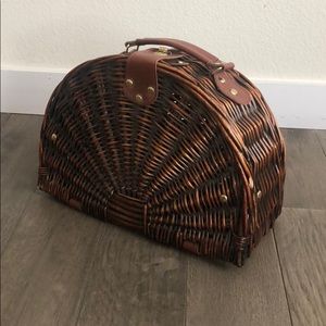 Vintage Half Moon Wicker Woven Purse with Handle